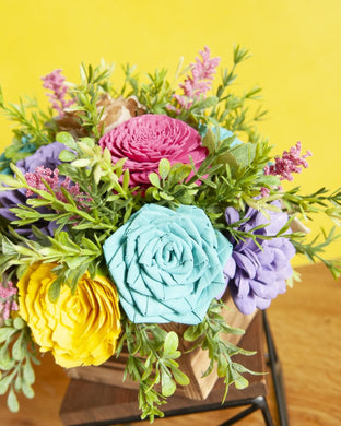Sola Wood flowers in wood planter