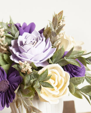 Sola wood floral arrangement in ceramic pot