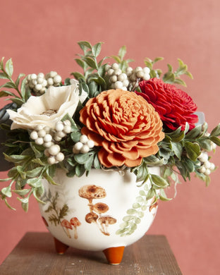 Sola Wood flowers in mushroom ceramic plantar