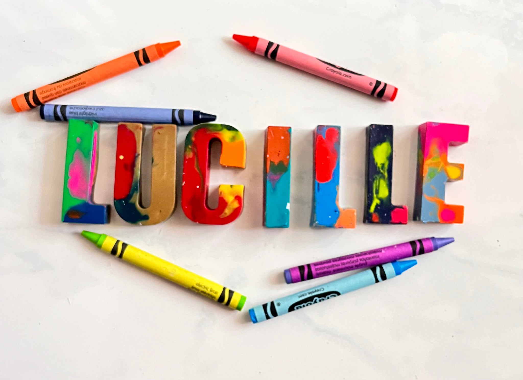 Handmade Marble Letter Crayon Party Favours - customizable! Non toxic  Crayola Crayons