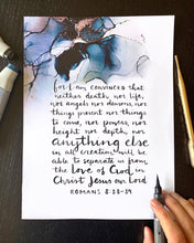 Romans 8:38-39 Bible verse wall art, alcohol ink painting