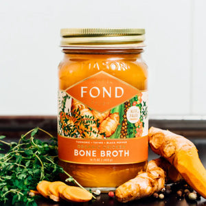 Bone Broth- chicken, turmeric, thyme, pepper