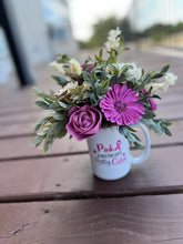Pink and White Sola Wood Flowers in Breast Cancer awareness mug